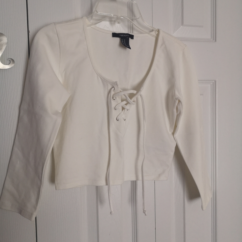 White Crop Top (lace up & tie)